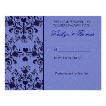 Heart Damask RSVP Custom Invitations