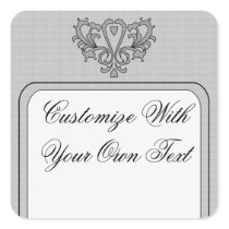 Heart Damask Set (Black And White) Stickers