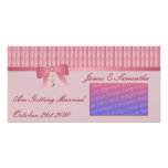 Heart Dangle Pink And Purple Swirly Stripes photo cards