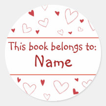 Heart Design - Book Plate Round Sticker