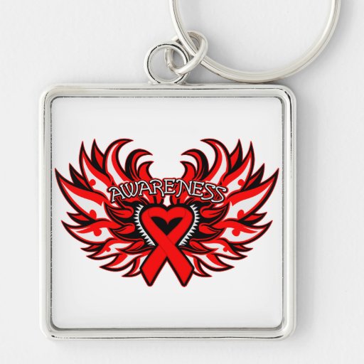 Heart Disease Awareness Heart Wings.png Key Chain