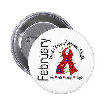 Heart Disease Awareness Month Flower Ribbon 1 Pin