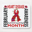 Heart Disease Awareness Month Flower Ribbon 4 mousepads