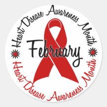 Heart Disease Awareness Month Red Ribbon 1.3 Round Sticker