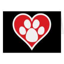 Heart Dog Paw (Dark) Greeting Card