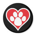 Heart Dog Paw (Dark) magnets