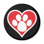 Heart Dog Paw (Dark) magnets