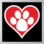 Heart Dog Paw (Dark) posters
