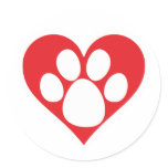 Heart Dog Paw (Dark) Stickers