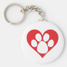 Heart Dog Paw Key Chains