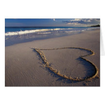Heart Drawn on the Beach Cards