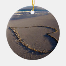 Heart Drawn on the Beach Christmas Ornament