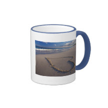 Heart Drawn on the Beach Coffee Mugs