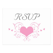 Heart Flourish RSVP Postcard, Pink