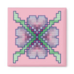 Heart Flower Cross Stitch Magnet