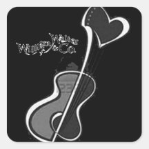 Heart Guitar Grey Black Stickers