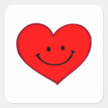 Heart  (Happy Face) Square Stickers