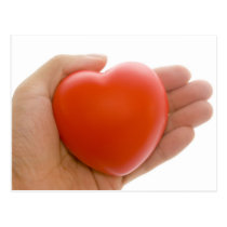 Heart in palm postcards