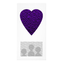 Heart in Purple Colours. Patterned Heart Design. Photo Card Template