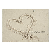 Heart in Sand Beach Invitation