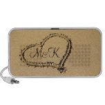Heart in Sand Bride Groom Monograms Wedding Portable Speakers