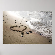Heart in sand poster/canvas