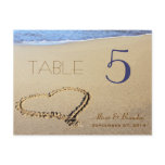 Heart in Sand Table Number Cards, Name & Date Post Card