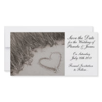 Heart in the Sand Save the Date Customized Photo Card