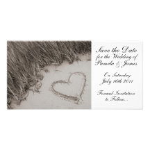 Heart in the Sand Save the Date Customized Photo Card