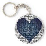 Heart is a Maze Blue Keychain