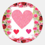 Heart Ladybugs Round Sticker