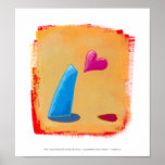 Heart leaping falling fun unique abstract art poster
