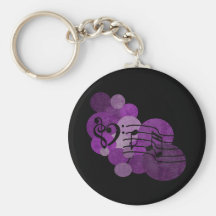 heart music clefs and purple polka dots key chains