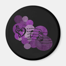 heart music clefs and purple polka dots fridge magnets