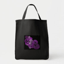 heart music clefs and purple polka dots tote bags