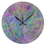 Heart of Light, Abstract Aqua Flames Indigo Swirls Wallclocks