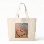 heart on beach canvas bag