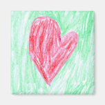 Heart on Green Refrigerator Magnets