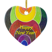 Heart Ornament New Year Rainbow