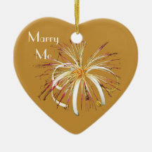 Heart Ornament w Fireworks Flower on Gold