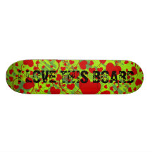 HEART Pattern ART 5 + your text | green splatter Skate Board Deck