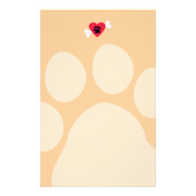 Heart, Paw Print, Bone Design Custom Stationery