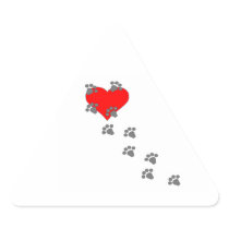 Heart (Paw Prints) Triangle Sticker