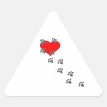 Heart (Paw Prints) Triangle Sticker