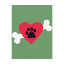 Heart, Pawprint and Bone Design Postcards