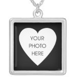 Heart Photo Frame - Black Personalized Necklace