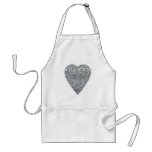 Heart. Printed Light Gray and Mid Gray Pattern. Aprons