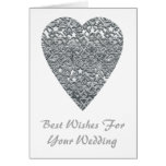 Heart. Printed Light Grey and Mid Grey Pattern. Greeting Cards