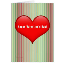 Heart Retro Green Striped Valentine Blank Card