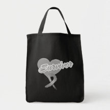 Heart Ribbon - Brain Cancer Survivor Tote Bags